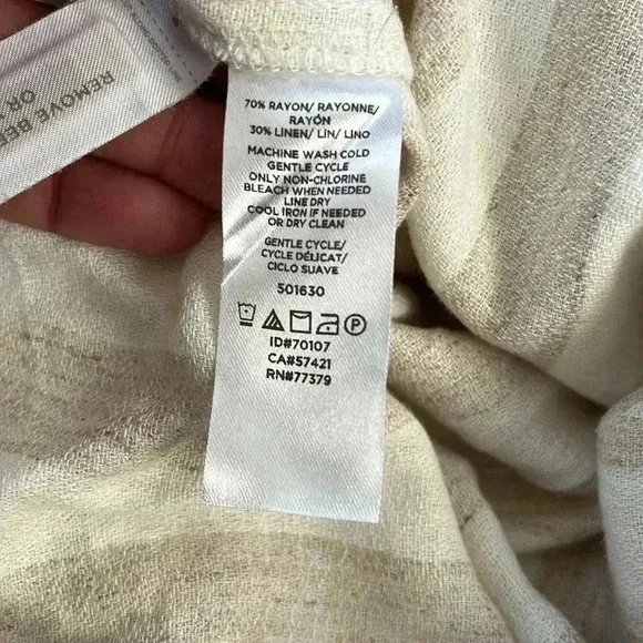 Loft Striped Linen Blend Belted Romper Size 4 - Picture 5 of 5